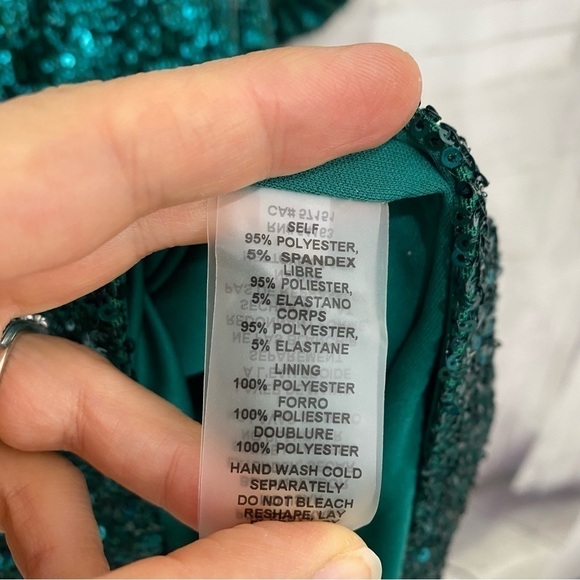 NWT Vince Camuto Size 6 Green 3/4 Balloon Sleeve Crew Neck Sequin Dress Sheath - Picture 14 of 14